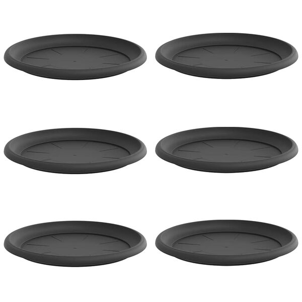 vidaXL Runde Blumenplatte 6 pcs Schwarz &Oslash; 14 x 2 cm Kunststoff