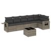 vidaXL 7-tlg. Garten-Sofagarnitur mit Kissen Grau Poly Rattan