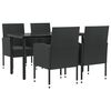 vidaXL 5-tlg. Garten-Essgruppe Schwarz Poly Rattan und Stahl