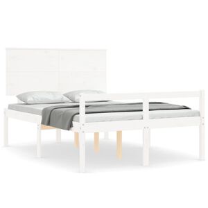 vidaXL Seniorenbett ohne Matratze Wei&szlig; Klein Doppelbett Massivholz