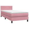 vidaXL Boxspringbett mit Matratze & LED Rosa 100x210 cm Samt