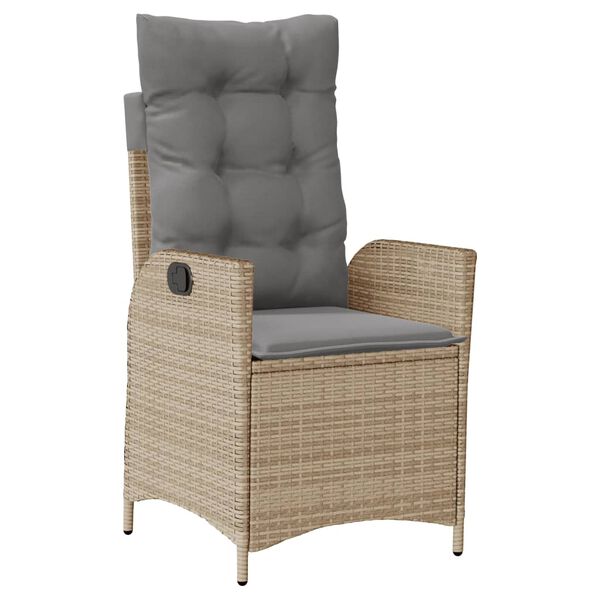 vidaXL 7-tlg. Garten-Essgruppe mit Kissen Beige Poly Rattan