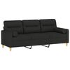 vidaXL 3-Sitzer-Sofa mit Kissen Schwarz 180 cm Stoff