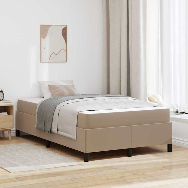 vidaXL Bettrahmen mit Matratze Cappuccino 120 x 200 cm Stoff