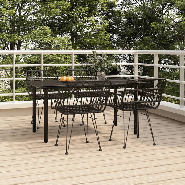 vidaXL 5-tlg. Garten-Essgruppe Schwarz Poly Rattan
