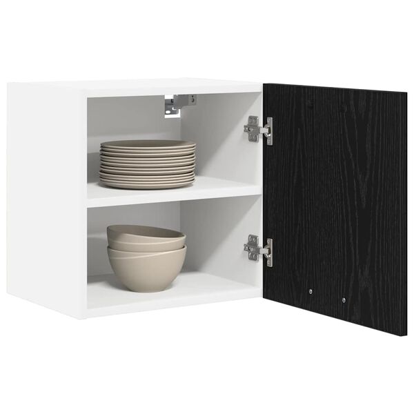 vidaXL H&auml;ngeschrank mit T&uuml;r Schwarze Eiche und Wei&szlig; 40 x 31 x 40 cm