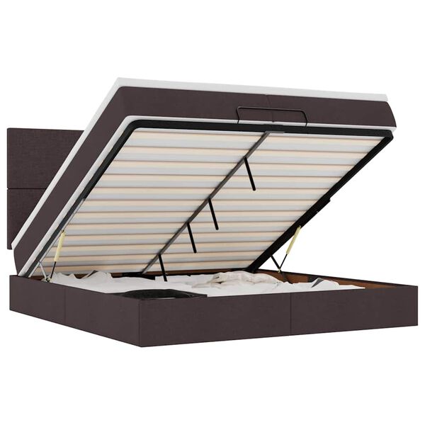 vidaXL Ottoman-Bett mit Matratzen Dunkelbraun 200x200 cm Stoff