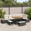vidaXL Gartensofa-set mit Kissen 9 pcs Schwarz Poly Rattan