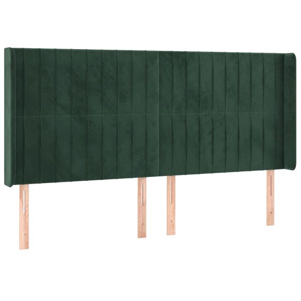 vidaXL LED Kopfteil Dunkelgr&uuml;n 163x16x118/128 cm Samt