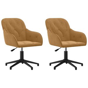 vidaXL Esszimmerst&uuml;hle 2 Stk. Drehbar Braun Samt