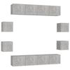 vidaXL 8-tlg. TV-Schrank-Set Betongrau Holzwerkstoff