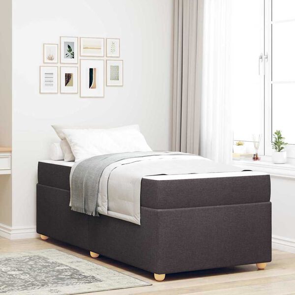 vidaXL Bettrahmen mit Matratze Dunkelbraun 90 x 190 cm Stoff