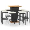 vidaXL 9-tlg. Gartenbar-Set mit Kissen Poly Rattan Schwarz