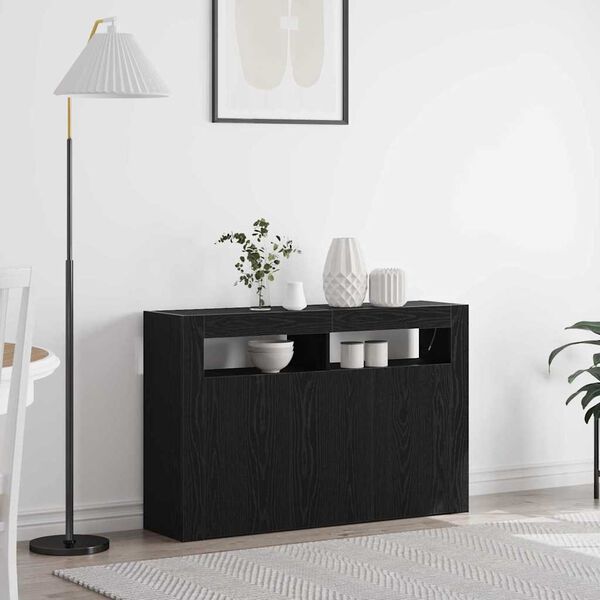 vidaXL Sideboard Schwarz Eichen-Optik 116 x 30 x 75 cm Holzwerkstoff