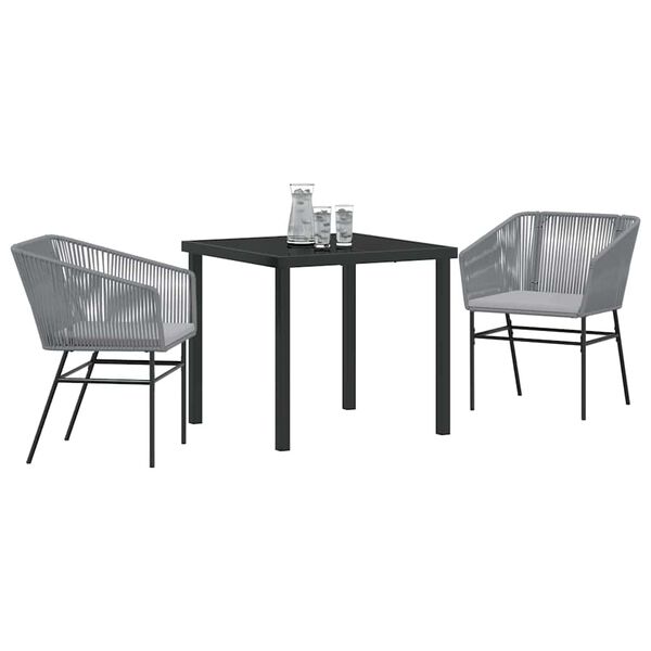 vidaXL Garten Essgruppe 3 pcs Grau Pulverbeschichteter Stahl