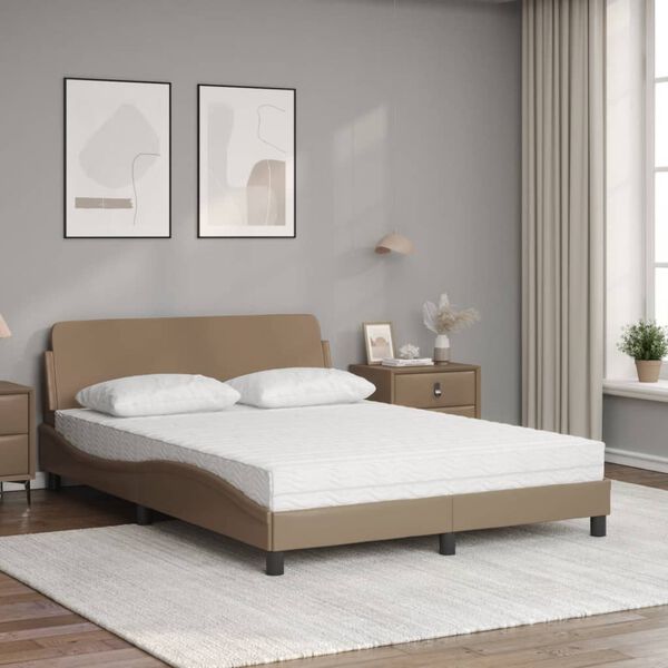 vidaXL Bett mit Matratze "Dover" Cappuccino-Braun 120x200 cm Kunstleder