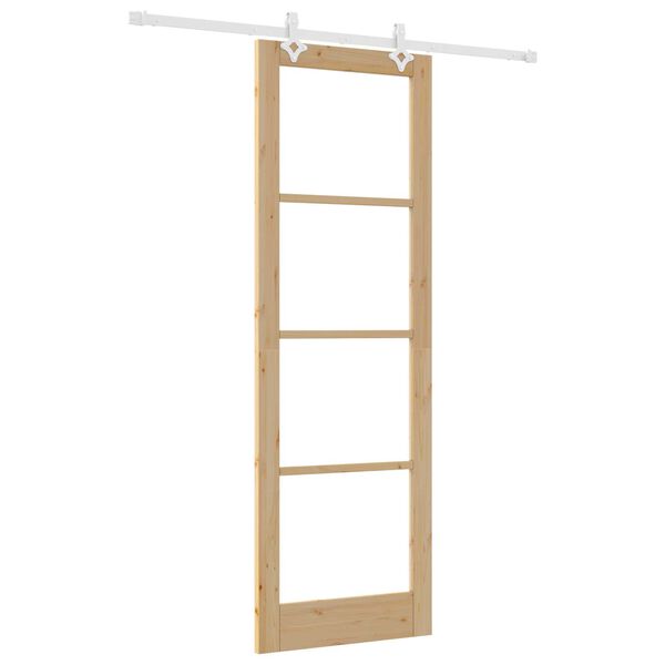 vidaXL Schiebet&uuml;r Natur 78 x 232 cm Massivholz Kiefer und Glas