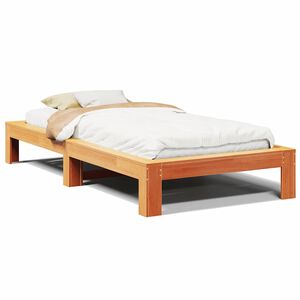vidaXL Massivholzbett ohne Matratze Wachsbraun 100x200 Kiefernholz