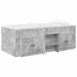 vidaXL Loft Bettgestell mit Schrank 3 stk. Betongrau Holzwerkstoff