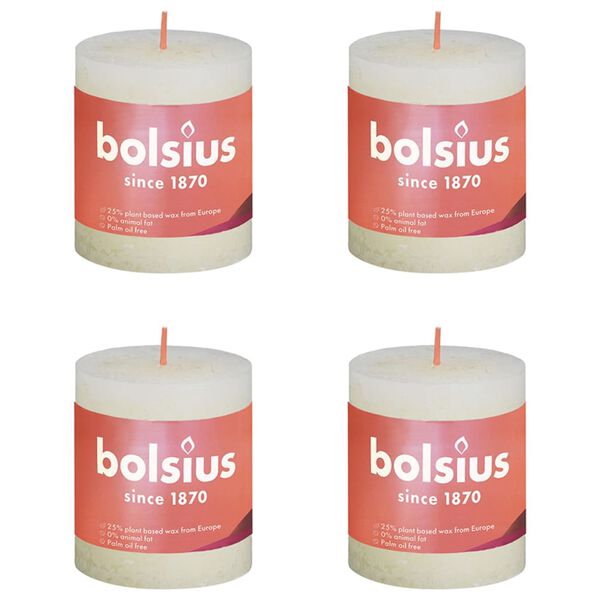 Bolsius Rustikale Stumpenkerzen Shine 4 Stk. 80x68 mm Perlenwei&szlig;