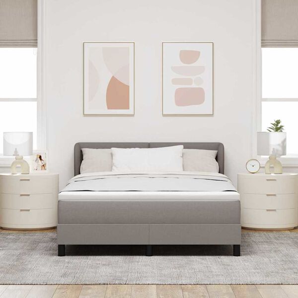 vidaXL Boxspringbett mit Matratze Taupe 160 x 200 cm Stoff