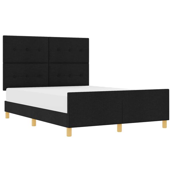vidaXL Bettgestell mit Kopfteil Schwarz 140 x 190 cm Stoff