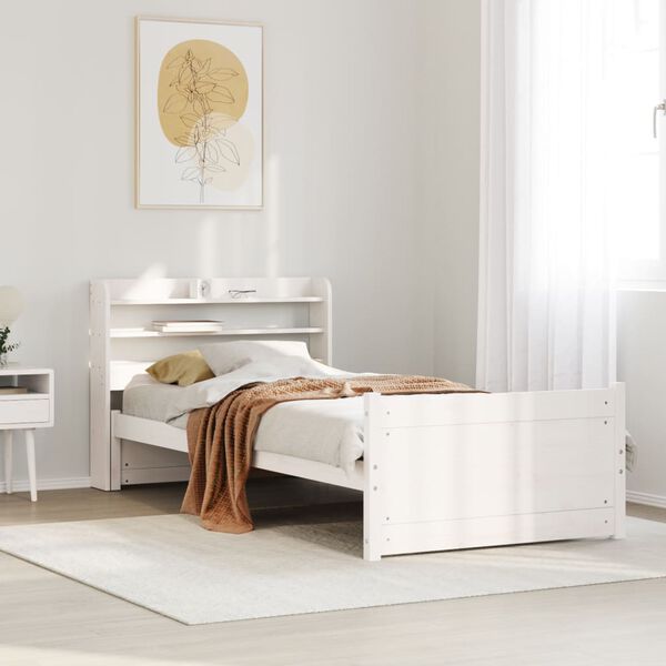 vidaXL Bettgestell mit Kopfteil ohne Matratze Wei&szlig; 75x190 cm