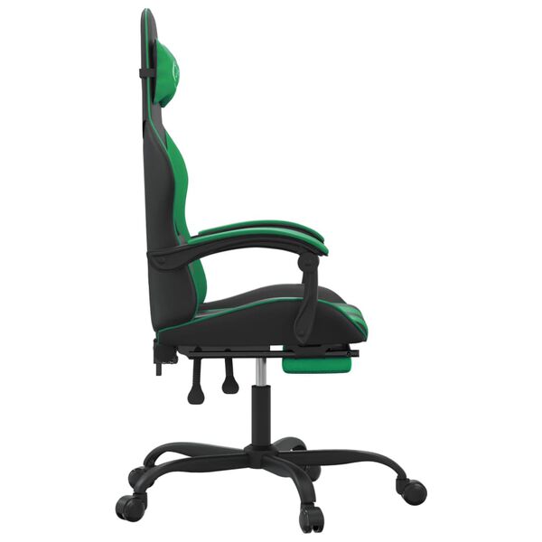 vidaXL Gaming-Stuhl mit Fu&szlig;st&uuml;tze Schwarz und Gr&uuml;n Kunstleder