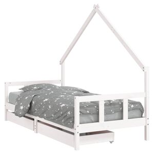 vidaXL Kinderbett mit Schubladen Wei&szlig; 90x190 cm Massivholz Kiefer