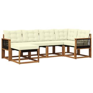 vidaXL Outdoor-Sofagarnitur 6 Stk. Natur und Creme