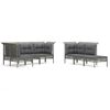 vidaXL 10-tlg. Garten-Lounge-Set mit Kissen Grau Poly Rattan
