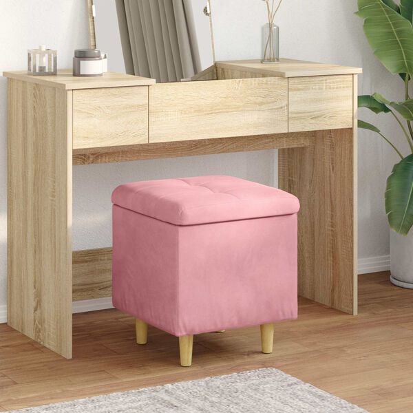 vidaXL Aufbewahrungsottomane mit Kissen Rosa 40 x 40 x 45 cm Samt