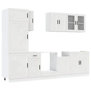 vidaXL 8-tlg. K&uuml;chenschrank-Set Porto Hochglanz-Wei&szlig; Holzwerkstoff