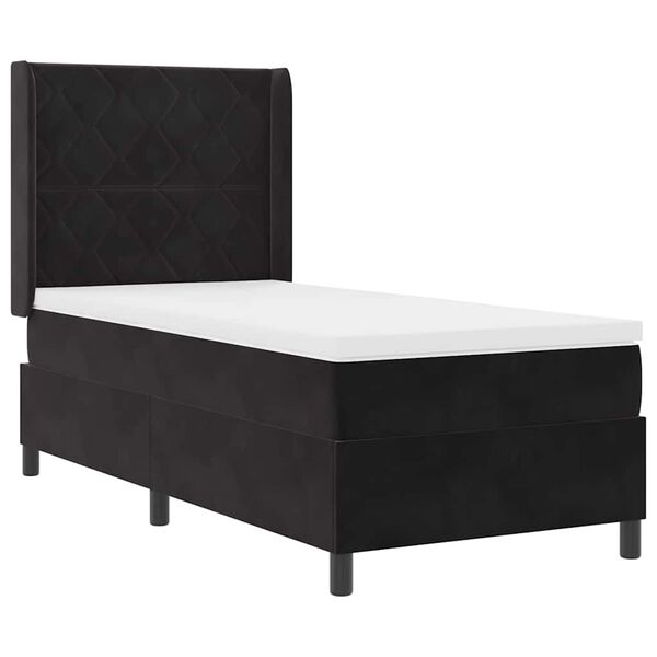 vidaXL Boxspringbett mit Matratze Schwarz 90 x 190 cm Samt