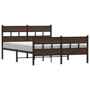 vidaXL Metallbett ohne Matratze Braun Eichen-Optik 150x200 cm
