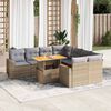 vidaXL 9-tlg. Garten-Sofagarnitur mit Kissen Beige Poly Rattan