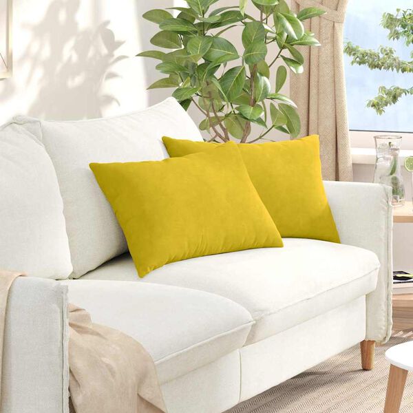 vidaXL Sofakissen 2 St&uuml;ck Gelb 60 x 40 cm Cordstoff