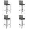 vidaXL 5-tlg. Gartenbar-Set mit Kissen Grau Poly Rattan