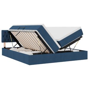 vidaXL LED-Speicherbett mit Matratze Blau 180 x 200 cm Stoff