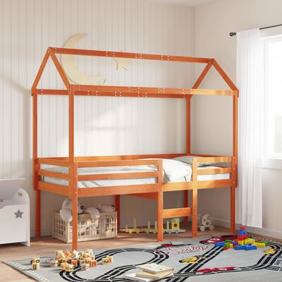 vidaXL Dach für Kinderbett Wachsbraun 207x80,5x151,5 cm Massivholz