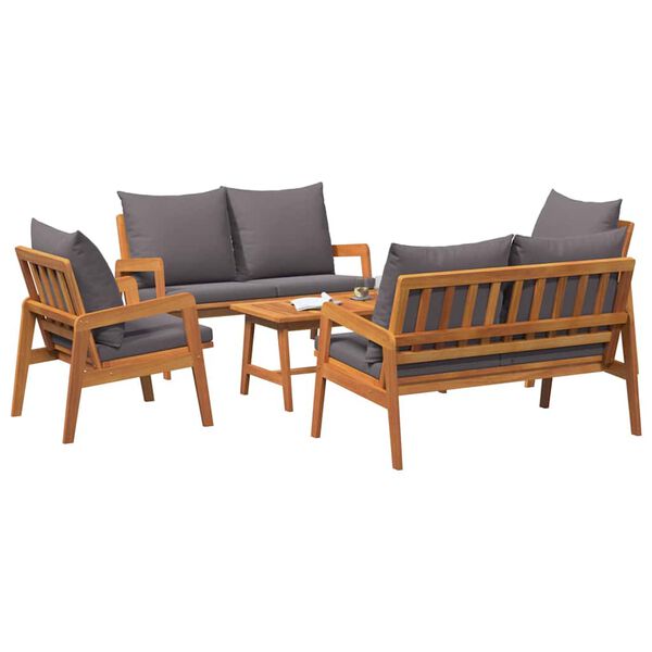 vidaXL Bistrogarnitur mit Kissen 5 pcs Braun Massivholz Akazie
