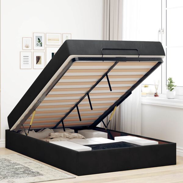 vidaXL Bettgestell mit Matratze mit Matratze 2 pcs Schwarz Samt
