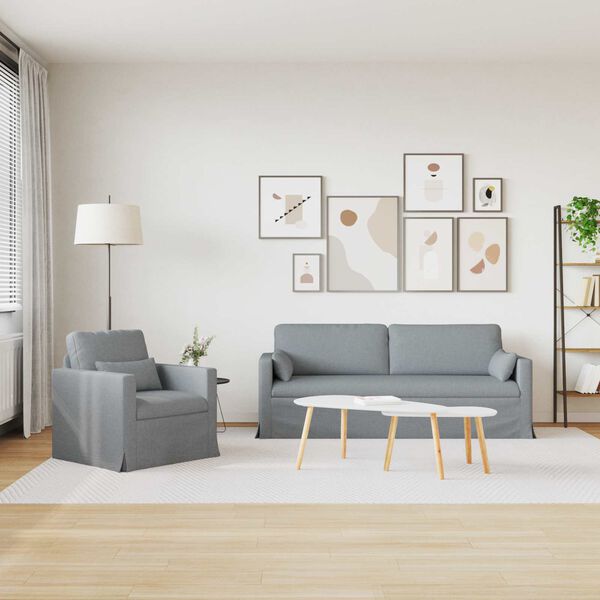 vidaXL Sofa Set 2 pcs Hellgrau 198 x 78 x 80 cm Stoff
