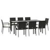 vidaXL 9-tlg. Garten-Essgruppe mit Kissen Schwarz Poly Rattan
