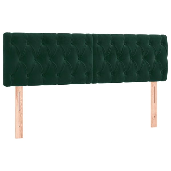 vidaXL LED Kopfteil Dunkelgr&uuml;n 160x7x78/88 cm Samt