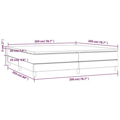 vidaXL Boxspringbett mit Matratze Hellgrau 200x200 cm Samt