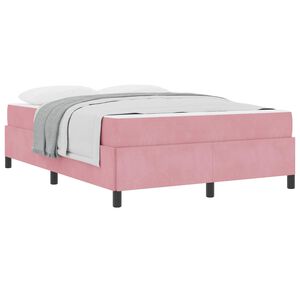 vidaXL Bettrahmen mit Matratze Rosa 140 x 190 cm Stoff
