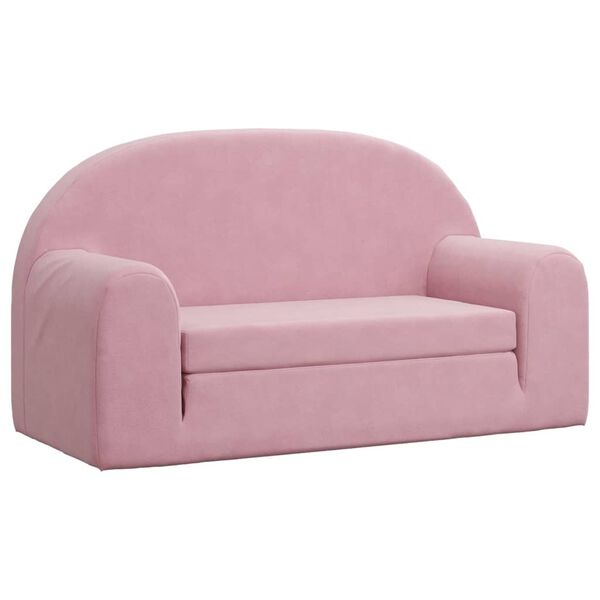 vidaXL 2-Sitzer Kindersofa mit Schlaffunktion Rosa Weicher Pl&uuml;sch