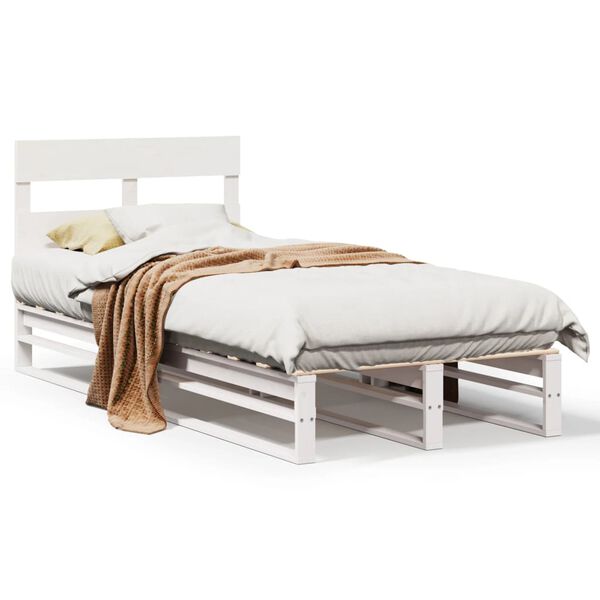 vidaXL Massivholzbett ohne Matratze Wei&szlig; 75x190 cm Kiefernholz