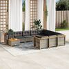 vidaXL 11-tlg. Garten-Sofagarnitur mit Kissen Grau Poly Rattan